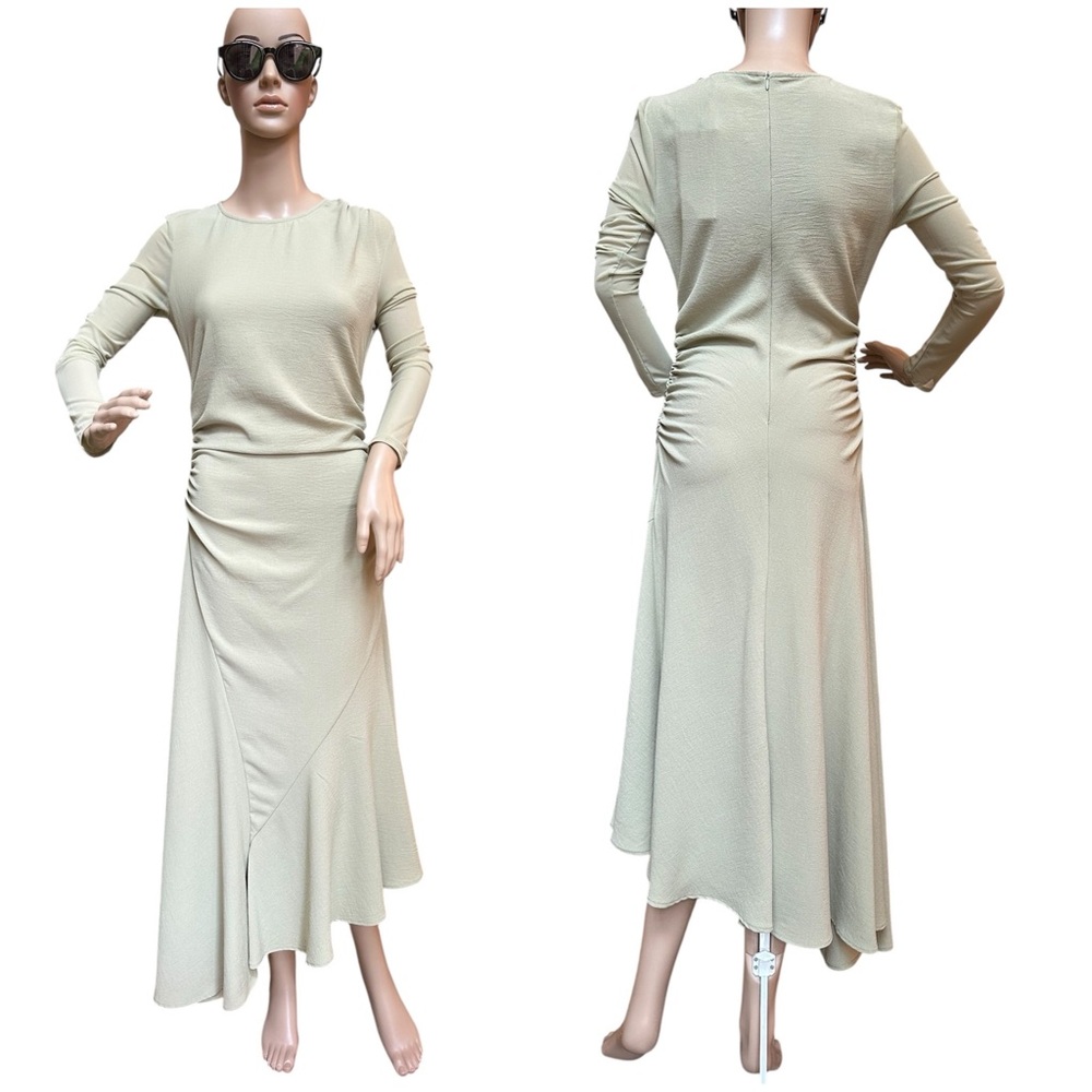 Zara Pistachio Green Asymmetrical Midi Dress, NWT, L* - Picture 5 of 16